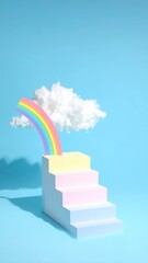 Pastel stairs, cloud, and rainbow design