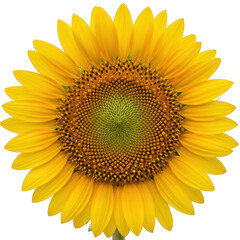 Naklejka premium Vibrant sunflower close-up isolated on transparent background