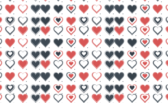 seamless pattern with red, black and white hearts - Powered by Adobe