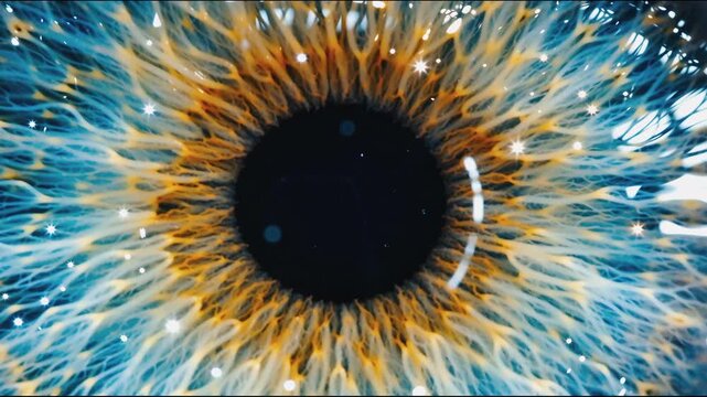 Futuristic Blue Human Iris Macro with High Detail