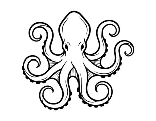 black and white octopus shape silhouette vector illustration on white background © Giorgi