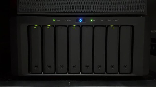 High-Capacity Data Storage Device with Active LEDs Indicating Status and Operations