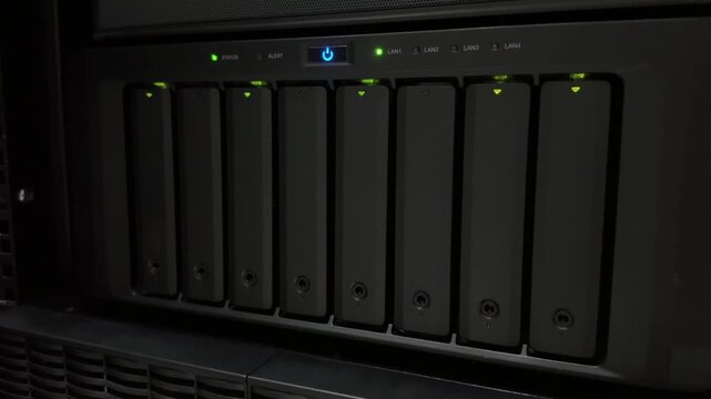 Exploring the Functionality and Status Indicators of a Multi-Bay Network Attached Storage Device