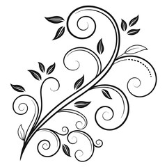Elegant Black and White Swirling Floral Ornament