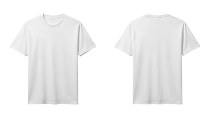 Naklejka premium Three plain white blank t-shirts hanging on a wooden hanger against a white background