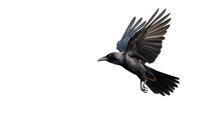 Obraz premium Majestic Crow in Flight Isolated on Transparent Background