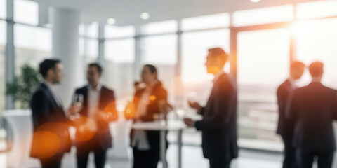 Networking event business businessperson professional blurred blur engagement management motion defocused background corporate office meeting conversation discussion teamwork connection