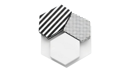 Hexagonal Boxes with Black and White Patterns