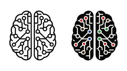 Fototapeta premium Human brain circuitry illustration with active and inactive states