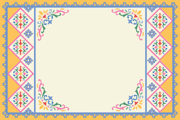 Fototapeta premium Artistic Ornamental Floral Frame Design. Elegant vintage style borders and frames with decorative floral elements, ideal for wedding invitations, greeting cards, menus, and branding layouts.