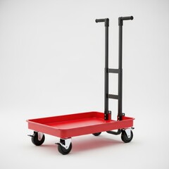 Red utility cart with black handles and wheels