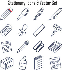 Stationary Icons & Vector Set