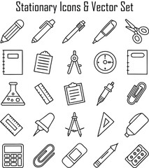 Stationary Icons & Vector Set