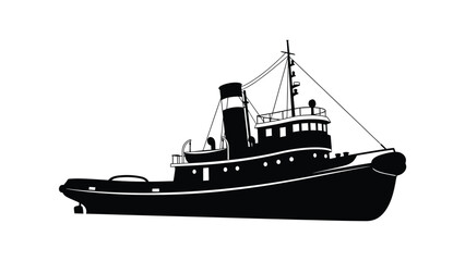 a black silhouette of a boat on the water © Siam Studio