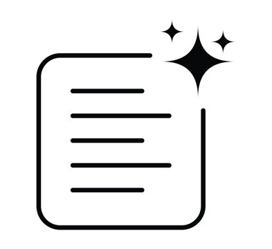AI text generation button icon for articles and letters. vector symbol representing artificial intelligence writing and content creation.