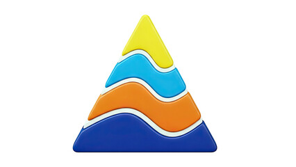 Colorful layered pyramid with wavy shapes