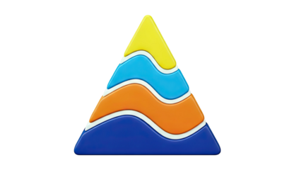 Colorful layered pyramid with wavy shapes