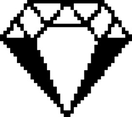 Fototapeta premium Pixelated Black and White Diamond Gemstone Icon Symbol