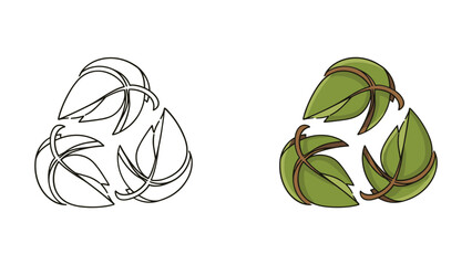 Naklejka premium Stylized leafy illustration in black and green