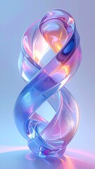 Glassy ribbon twist on gradient backdrop