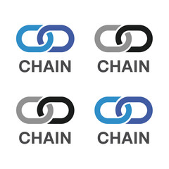 Fototapeta premium Set of chain link logos with text on white background