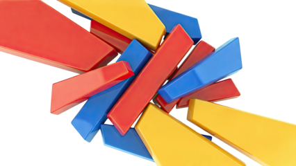 Abstract Red, Blue, and Orange Geometric Shapes