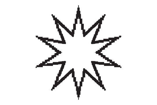 Black starburst shape isolated on white background - Powered by Adobe