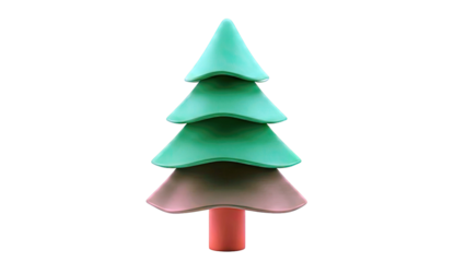 Stylized green Christmas tree with brown trunk