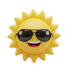Smiling sun with sunglasses cutout isolated on transparent bg, png