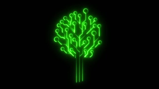 Glowing Circuit tree Science and technology circuit tree abstract, analysis, network science system technology tree web.