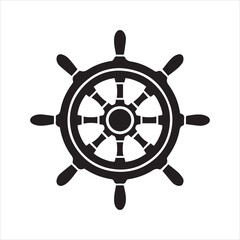 Fototapeta premium Ship Wheel Silhouette Icon – Nautical Steering Vector Illustration