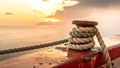 Mooring rope on a wooden dock.