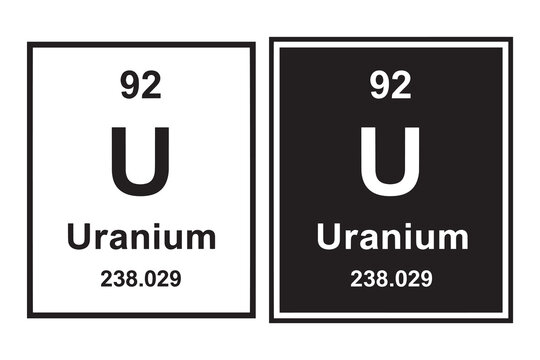 Uranium element symbol isolated on white background
