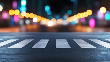 Urban street scene with pedestrian crossing marked clearly for safety and traffic flow.