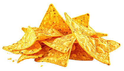 Piled golden triangle corn chips
