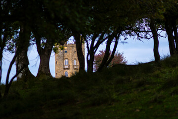 The famous Tower of Broadway landmark in the woods in the Cotswolds in England