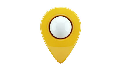 Yellow 3D Map Pin Icon with White Sphere