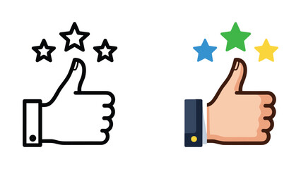 Obraz premium Thumbs up with stars icon illustration