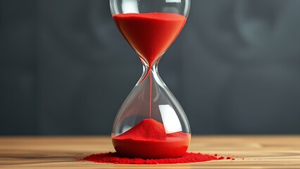 A cracked hourglass with red sand, symbolizing urgent health warnings in midlife.