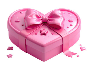 Pink heart box with bow, star sprinkles