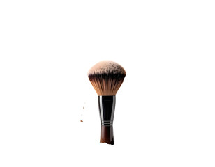 Soft-bristled makeup brush with dark wood handle