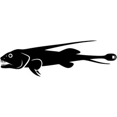Obraz premium Deep Sea Anglerfish Silhouette Illustration