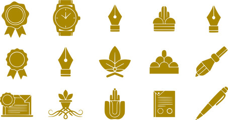 Luxury Brand Premium Goods Vector - Heritage Craftsmanship Badges, Timeless Design Icons, Quality Certification, Exclusivity, Bespoke, High-End Black Golden Illustration