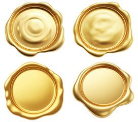 golden wax seals, set of four, 3d render