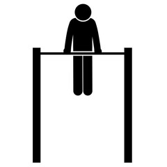 Gymnast performing controlled pull up movement.