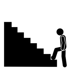 Person walking up stairs step by step.
