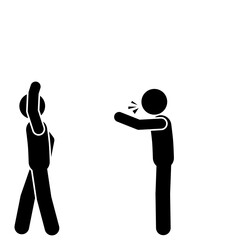 Person ignoring situation with dismissive gesture.