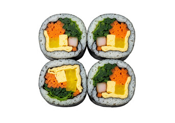 Colorful Vegetable Sushi Rolls in Grid