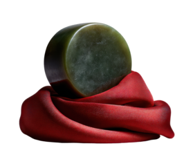 Close-up of chinese emperor's jade seal a historical silk cloth artifact