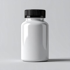 Glossy white bottle with black cap